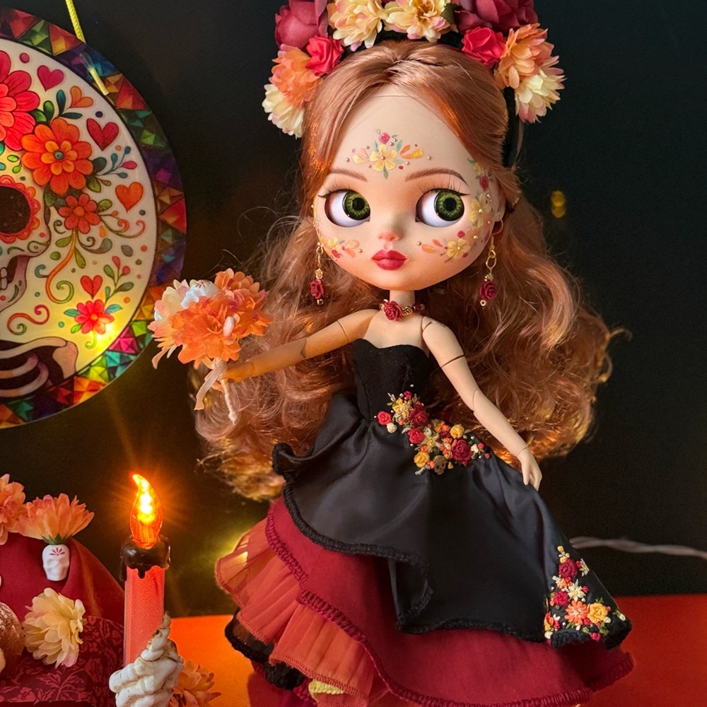 Charming Mexican Doll dia de Los Muertos style